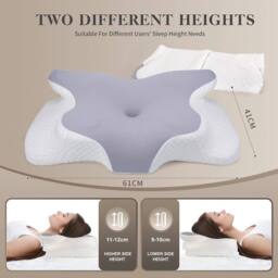FLAVORA Cervical Memory Foam Pillow Supportive Neck Pillow in Grey - Size: Cot - thumbnail 6