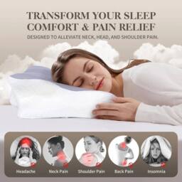 FLAVORA Cervical Memory Foam Pillow Supportive Neck Pillow in Grey - Size: Cot - thumbnail 5