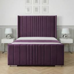 Living Comfort Bedz Cambridge Wingback Ottoman Gas Lift Storage Bed with 48 Inch Headboard in Purple - Size: Small Double - thumbnail 2