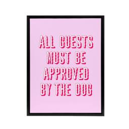 "Artery8 All Guests Must Be Approved By The Dog Pink Funny Framed Canvas Art - Size: W12"" x H16""" - thumbnail 1