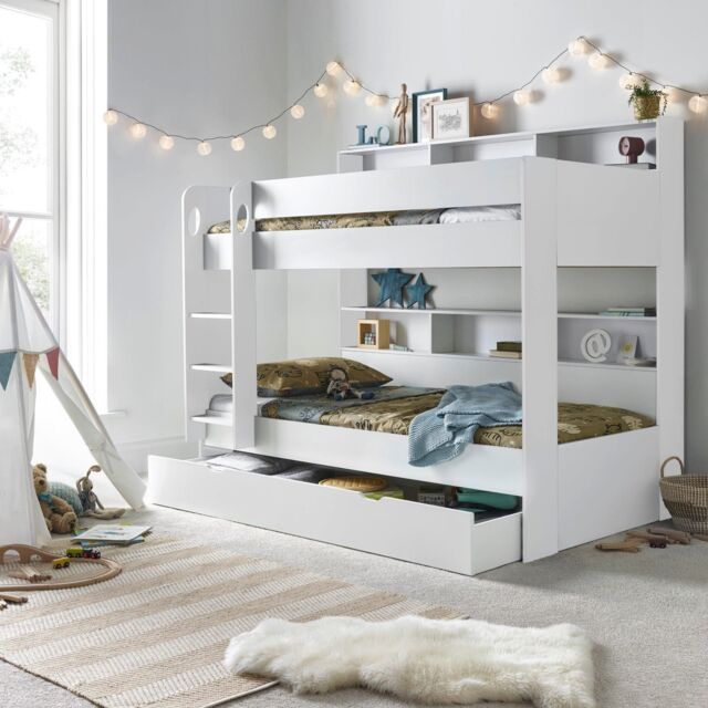 Rest Relax Olive White Wooden Storage Bunk Single Bed - image 1