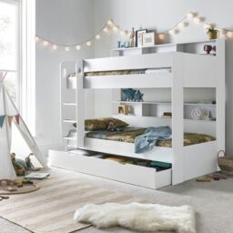 Rest Relax Olive White Wooden Storage Bunk Single Bed - thumbnail 1