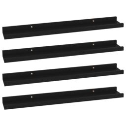 Berkfield Home Wall Shelves 4 pcs Black 60x9x3 cm - Size: 60 x 9 x 3 cm - thumbnail 2