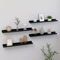 Berkfield Home Wall Shelves 4 pcs Black 60x9x3 cm - Size: 60 x 9 x 3 cm - thumbnail 1