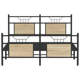 Berkfield Home Bed Frame without Mattress Sonoma Oak 140x190 cm Engineered Wood in Black - thumbnail 6