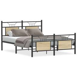 Berkfield Home Bed Frame without Mattress Sonoma Oak 140x190 cm Engineered Wood in Black - thumbnail 1