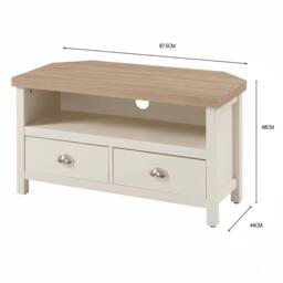 Home Source 2 Drawer TV Stand Television Unit Open Shelving Living Room 36mm Top in White - thumbnail 5