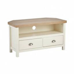 Home Source 2 Drawer TV Stand Television Unit Open Shelving Living Room 36mm Top in White - thumbnail 4