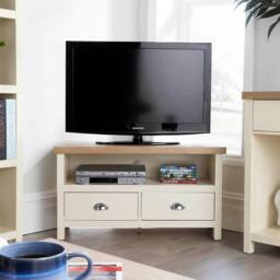 Home Source 2 Drawer TV Stand Television Unit Open Shelving Living Room 36mm Top in White - thumbnail 2