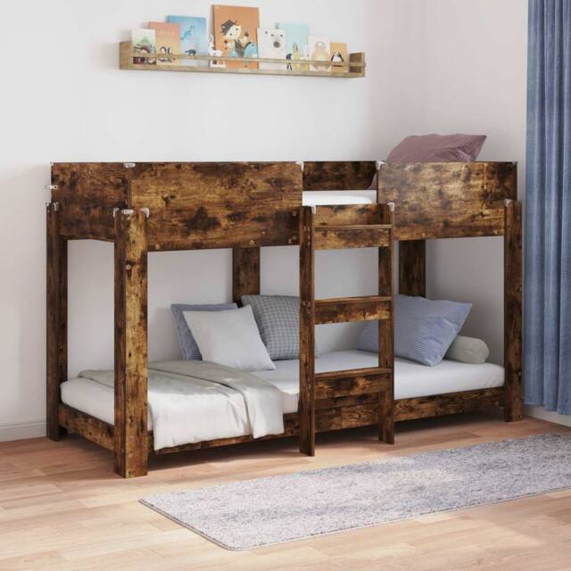 Berkfield Home Bunk Bed for Kids Smoked Oak 75 x 190 cm Engineered Wood in Brown - image 1
