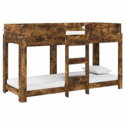 Berkfield Home Bunk Bed for Kids Smoked Oak 75 x 190 cm Engineered Wood in Brown - thumbnail 2