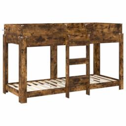 Berkfield Home Bunk Bed for Kids Smoked Oak 75 x 190 cm Engineered Wood in Brown - thumbnail 4