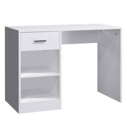 Ventryn 100cm Computer Desk with Drawer & 2 Shelves Study Writing Laptop Table in White - thumbnail 3