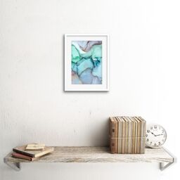 "Artery8 Wall Art Print Abstract Paint with Cool Colours Art Framed 9x7 inch in White - Size: W7"" x H9""" - thumbnail 2