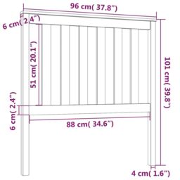Berkfield Home Bed Headboard Black 96x6x101 cm Solid Wood Pine - Size: 96 x 6 x 101 cm - thumbnail 6