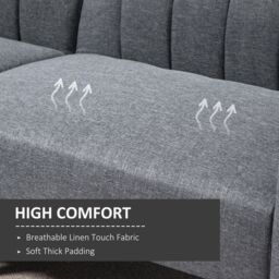HOMCOM 3 Seater Linen Sofa Bed with Adjustable Backrest for Living Room in Grey - thumbnail 4