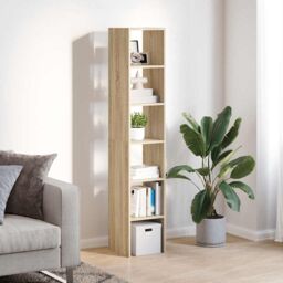 Berkfield Home Bookcases 2 pcs Stackable Sonoma Oak 30x30x80 cm Engineered Wood in Brown - Size: 30 x 30 x 80 cm - thumbnail 3