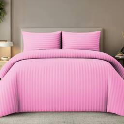 Grace Embossed Satin Stripe Duvet Cover Sets Ultrasoft Quilt Cover in Pink - Size: Super King