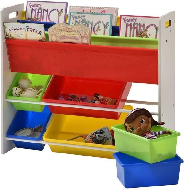 Xample Children Kids Toy Storage Organiser Unit Playroom Shelf Rack - 6 Boxes Organizer in White - image 1