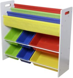 Xample Children Kids Toy Storage Organiser Unit Playroom Shelf Rack - 6 Boxes Organizer in White - thumbnail 5