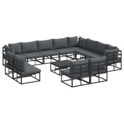 Berkfield Home Garden Sofa Set 13 pcs Black 70 x 70 x 32 cm Aluminium - thumbnail 2