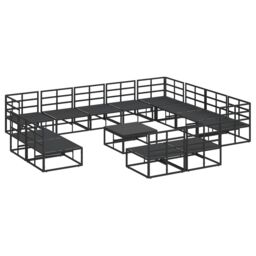Berkfield Home Garden Sofa Set 13 pcs Black 70 x 70 x 32 cm Aluminium - thumbnail 6