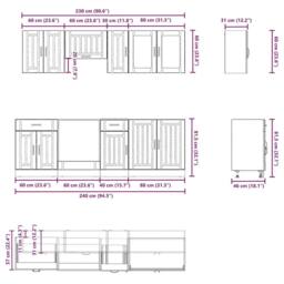 Berkfield Home Elegant 8 Piece Kitchen Cabinet Set Kalmar Artisan Oak Engineered Wood in Brown - thumbnail 7