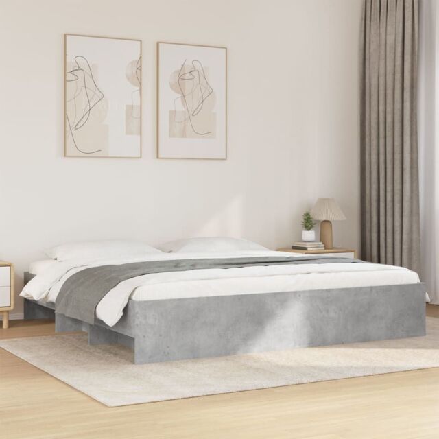 Berkfield Home Bed Frame without Mattress Concrete Grey 180x200cm Engineered Wood - Size: Super King - image 1