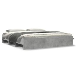 Berkfield Home Bed Frame without Mattress Concrete Grey 180x200cm Engineered Wood - Size: Super King - thumbnail 2