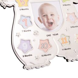 Happy Homewares Baby Sleep Suit Shape My First Year Matt & Silver Plated Multi Picture Frame - thumbnail 3