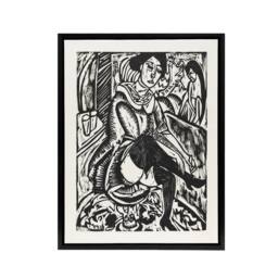"Artery8 Woman Tying Her Shoe Ernst Ludwig Kirchner Black Framed Canvas Art in White - Size: W18"" x H24""" - thumbnail 1
