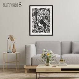 "Artery8 Woman Tying Her Shoe Ernst Ludwig Kirchner Black Framed Canvas Art in White - Size: W18"" x H24""" - thumbnail 3