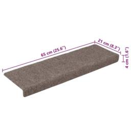 Berkfield Home Stair Mats 15 pcs Needle Punch 65x21x4 cm Cream in Taupe - Size: Medium - thumbnail 8