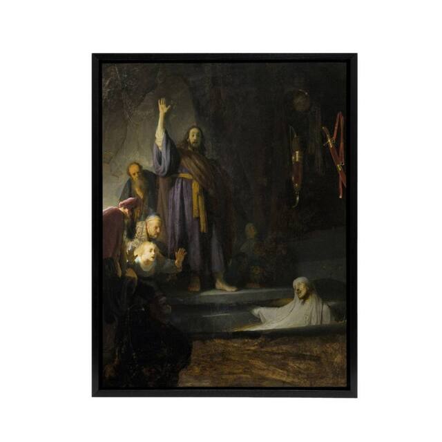"Artery8 The Raising of Lazarus Rembrandt van Rijn Framed Canvas Wall Art Print - Size: W12"" x H16""" - image 1
