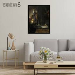 "Artery8 The Raising of Lazarus Rembrandt van Rijn Framed Canvas Wall Art Print - Size: W12"" x H16""" - thumbnail 3
