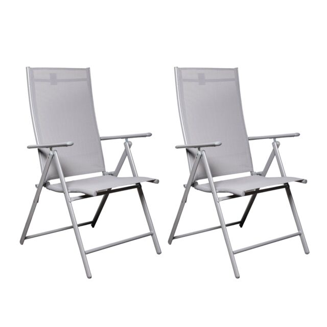 Samuel Alexander Set of 2 Outdoor Garden Patio Multi Position Reclining Folding Chair in Grey - image 1