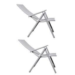 Samuel Alexander Set of 2 Outdoor Garden Patio Multi Position Reclining Folding Chair in Grey - thumbnail 2