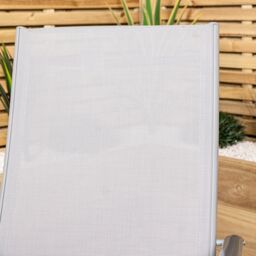 Samuel Alexander Set of 2 Outdoor Garden Patio Multi Position Reclining Folding Chair in Grey - thumbnail 6