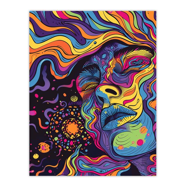 "Artery8 Cosmic Trance Meditation Psychedelic Portrait Wall Art Print - Size: W24"" x H32""" - image 1