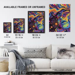 "Artery8 Cosmic Trance Meditation Psychedelic Portrait Wall Art Print - Size: W24"" x H32""" - thumbnail 3