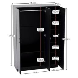 HD Designs Riano 3 Door Wardrobe Storage Organizer in Black - thumbnail 3