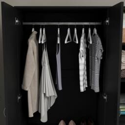 HD Designs Riano 3 Door Wardrobe Storage Organizer in Black - thumbnail 7
