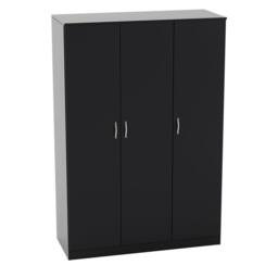 HD Designs Riano 3 Door Wardrobe Storage Organizer in Black - thumbnail 2