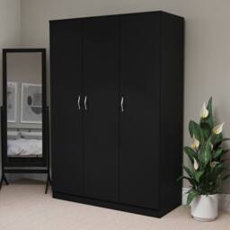 HD Designs Riano 3 Door Wardrobe Storage Organizer in Black - thumbnail 6