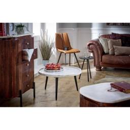 Indian Hub Opal Coffee Table with Marble Top & Metal Legs - L70 x W70 x H36 cm in Grey - thumbnail 8
