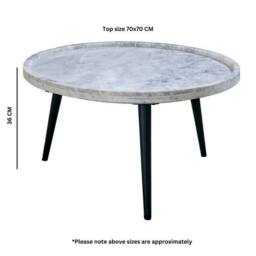Indian Hub Opal Coffee Table with Marble Top & Metal Legs - L70 x W70 x H36 cm in Grey - thumbnail 9