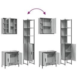 Berkfield Home Stylish 3 Piece Bathroom Cabinet Set Grey Sonoma Engineered Wood - thumbnail 9