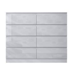 FLAVORA 8 Drawer White Gloss Chest of Drawers Large Modern Bedroom No Handle - Size: 100 cm x 15 cm - thumbnail 2