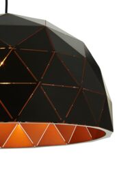Orsina Medium White Dome Pendant Light, Geometric White Steel Ceiling Light With Clean Finish, Hanging Pendant Lamp in Black - thumbnail 3