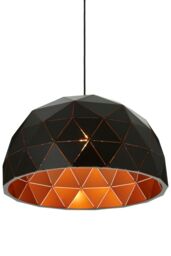 Orsina Medium White Dome Pendant Light, Geometric White Steel Ceiling Light With Clean Finish, Hanging Pendant Lamp in Black - thumbnail 5